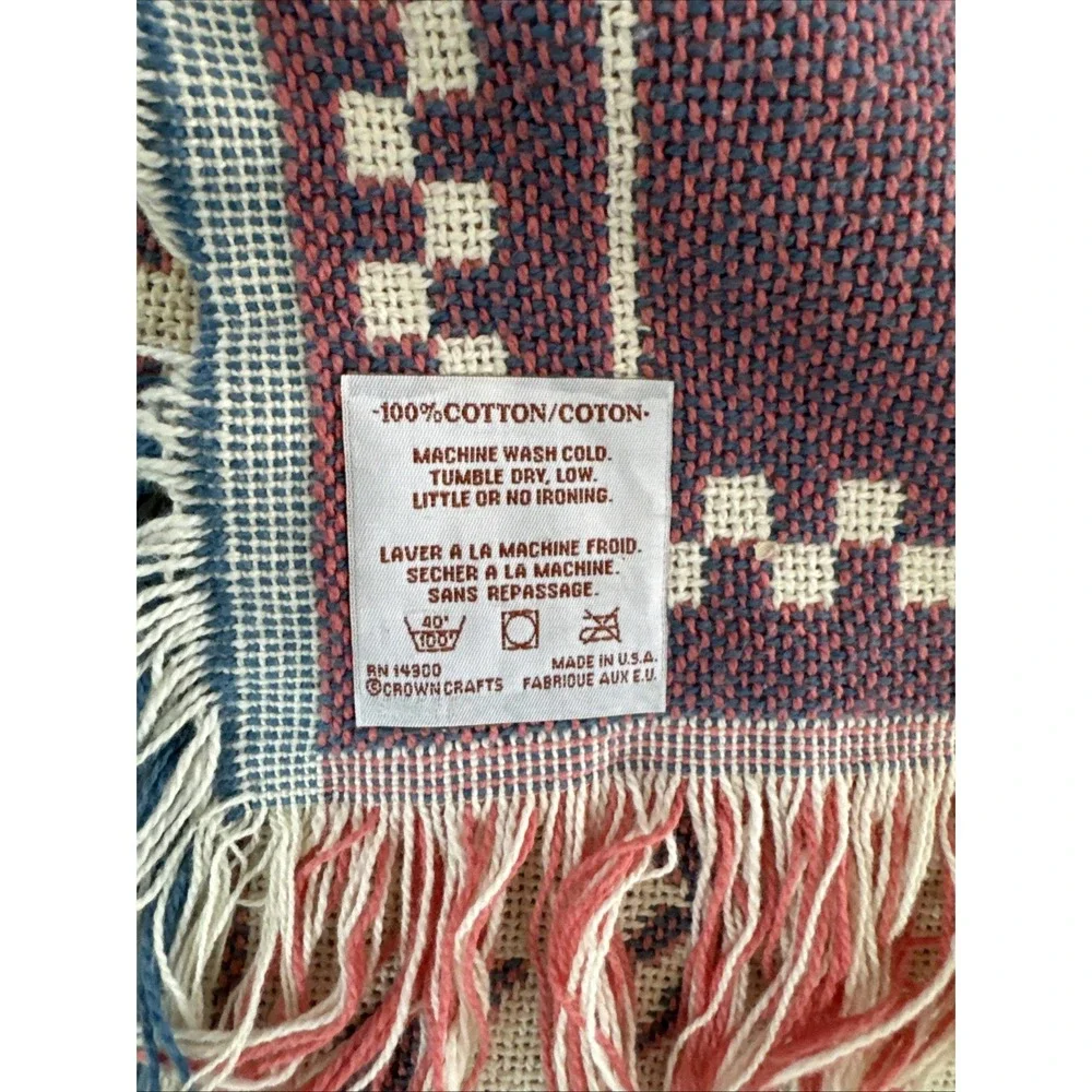 Crown Crafts Throw Blanket Amish Buggy Alphabet Sampler‎ Cottage Core 64x54